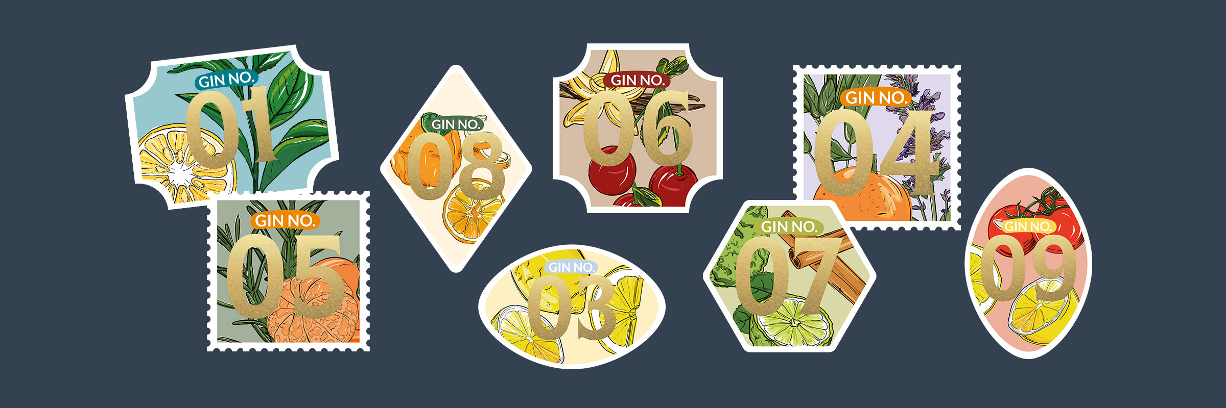 Inge und der Honigbär Nummern Briefmarken der Gins auf dunkell blauem Hintegrund