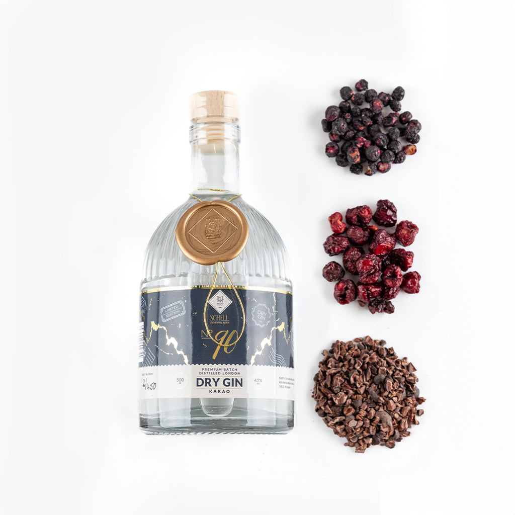 Gin No. 90 – Kakao: Handgemachter regionaler Premium-Gin aus Mosbach, hergestellt mit hochwertigen Zutaten und feinen Kakaonoten.