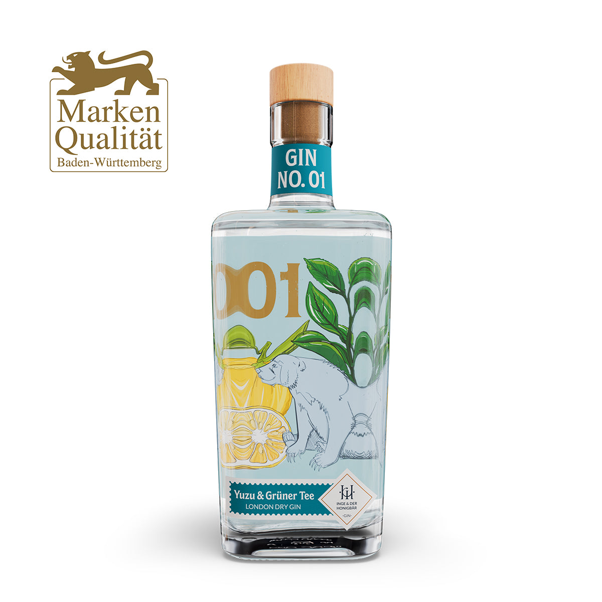 Ausgezeichneter Premium Inge und der Honigbär Gin Yuzu & Grüner Tee – Gin NO. 01 500ml 