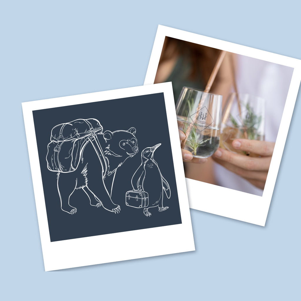 Polaroid von Inge und der Honigbär Gläser und dem Honigbär und Pinguin
