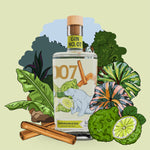 Premium-handgemachter Inge und der Honigbär Kaffirlimette & Zimt – Gin NO. 07 auf illustriertem Dschungel Hintergrund